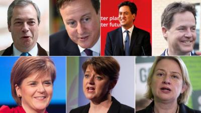 The seven party leaders who took part in the TV debate