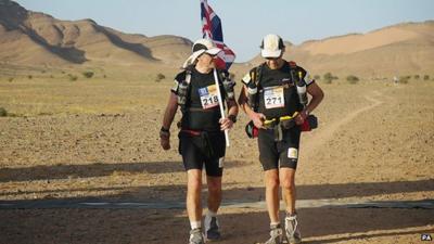 Sir Ranulph Fiennes with his trainer