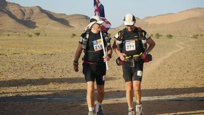 Sir Ranulph Fiennes with his trainer