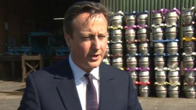 David Cameron at Brains Brewary