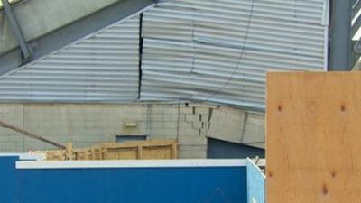 Brickwork and steelwork have been damaged, as Mark Simpson reports