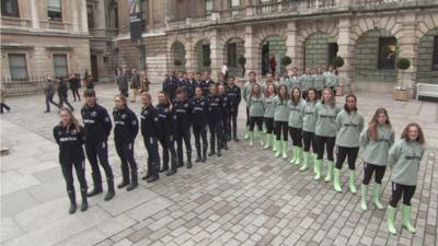 The Oxford and Cambridge boat race teams