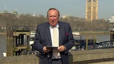 Andrew Neil with Westminster backdrop