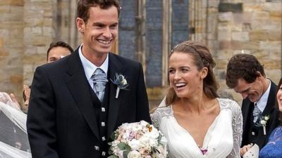 Andy Murray and his wife Kim leave the cathedral in Dunblane