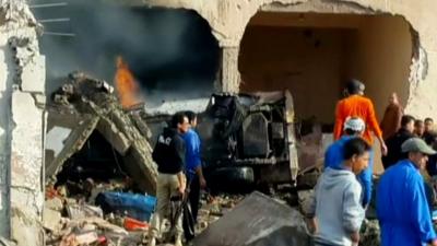 Aftermath of blast outside a police station in El-Arish