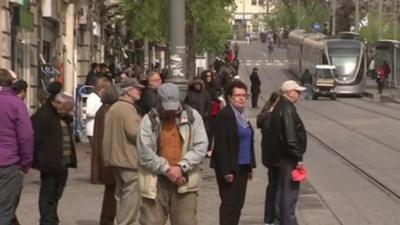 Israelis observing the silence