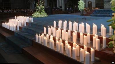 Candles lit in Cologne Cathedral in Germany