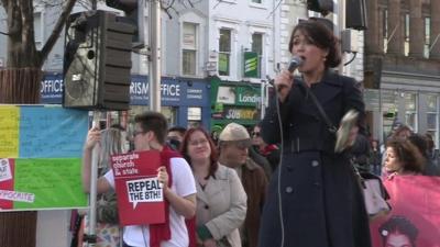 woman at rally