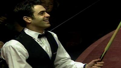 Ronnie O'Sullivan after his 147 in the 1997 World Championship