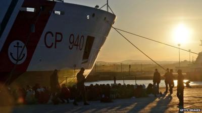 Migrants in Augusta, Sicily