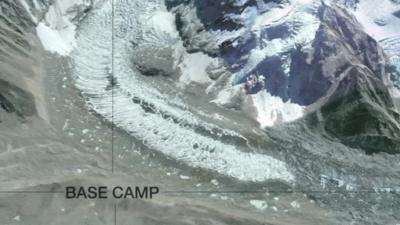 A graphic of base camp's location