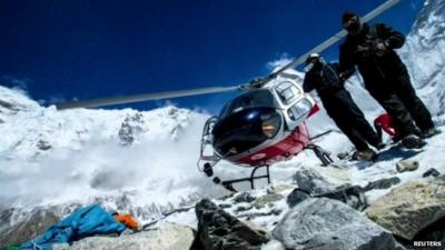 Helicopter at Everest basecamp