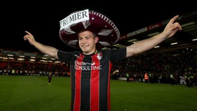 Bournemouth player Ryan Fraser celebrates their win