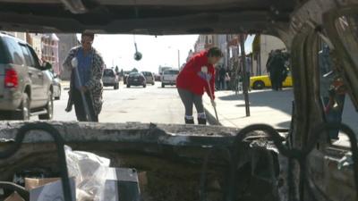 People clearing up in Baltimore