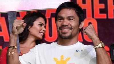 Pacquiao and Mayweather talk to the press ahead of the big fight weekend