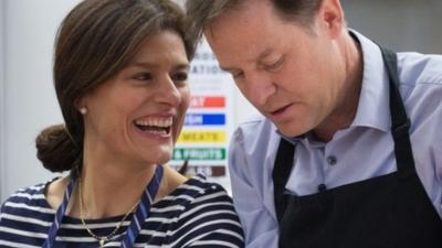 Deputy Prime Minister Nick Clegg and his wife Miriam Gonzalez Durantez help make a crumble at Ivy Lane Primary School