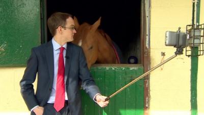 Chris Mason, a selfie stick and horse