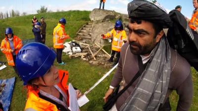 Experts on saving cultural heritage train during a mock scenario in The Netherlands.