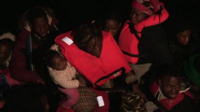 Migrants picked off the coast of Leros, Greece