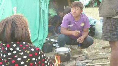 Survivors from Nepal earthquake camping