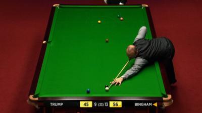 Stuart Bingham gets ready to take a shot