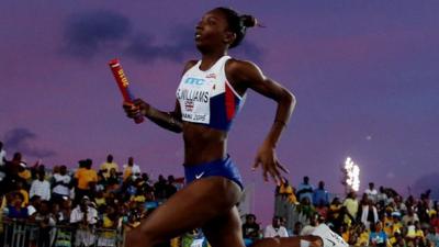 Great Britain's Bianca Williams runs at the World Relay Championships