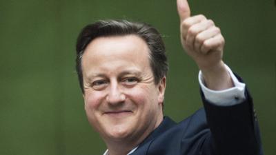 David Cameron celebrating win