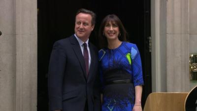 David and Samantha Cameron outside Downing Street