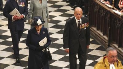 The Queen and the Duke of Edinburgh in Westminster Abbey, London