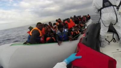 Migrants in a boat