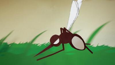 An animated mosquito flying