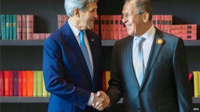 US Secretary of State John Kerry and Russian FM Sergei Lavrov