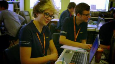 Teenagers competing at the Cyber Security Challenge UK