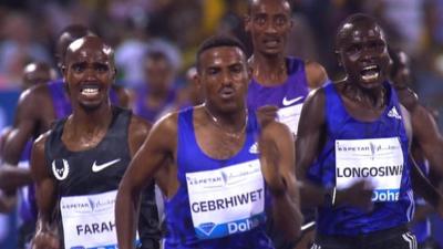 Mo Farah beaten by Hagos Gebrhiwet in 3000m