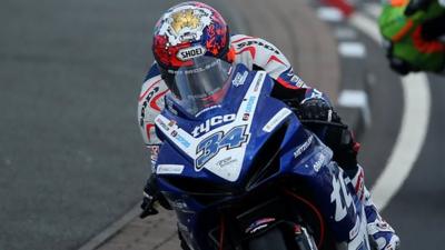 Alastair Seeley on the way to winning Thursday's Supersport race at the North West 200