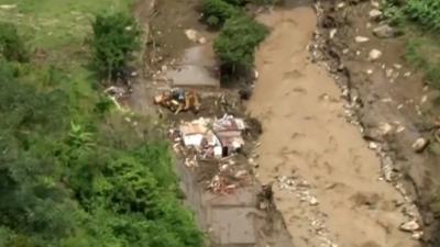 Aerial footage of mudslide