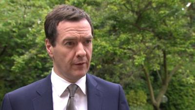 Chancellor George Osborne talking about negative inflation