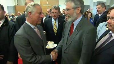 Prince Charles met Sinn Féin leader Gerry Adams at a meeting at the University of Galway