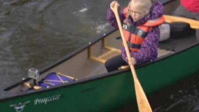 Paddling to school