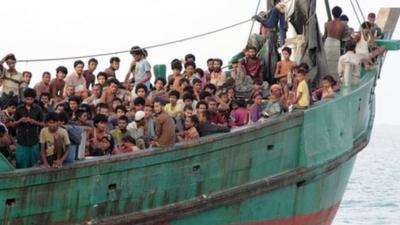 Migrants aboard boat off Indonesia