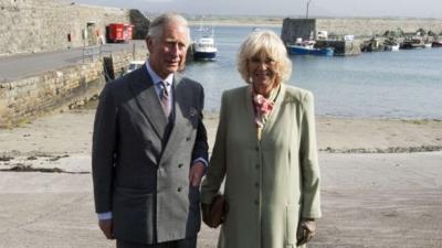 Prince Charles and the Duchess of Cornwall visit the harbour in the village of Mullaghmore in Ireland