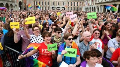 Yes supporters in Dublin