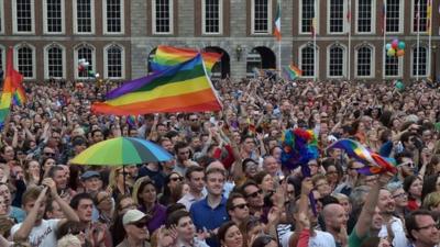 People celebrating in Ireland