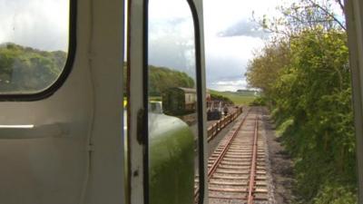 Yorkshire Wolds Railway view from the cab