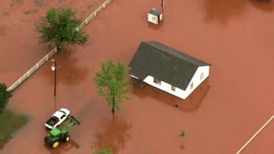 aerial view of flooding