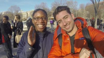 Ricky with a teenager in Washington DC