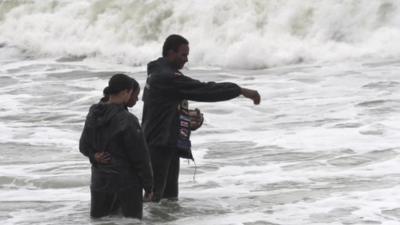 Scattering soil in the sea