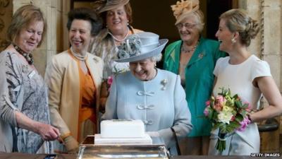 The Queen with the Princess Royal and the Countess of Wessex