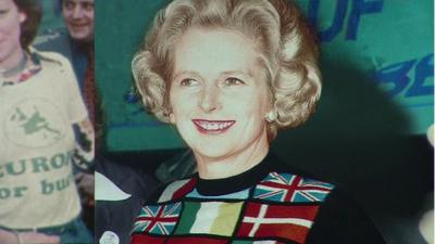 Margaret Thatcher in a pro Europe jumper