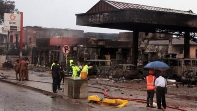 Petrol station destroyed in fire